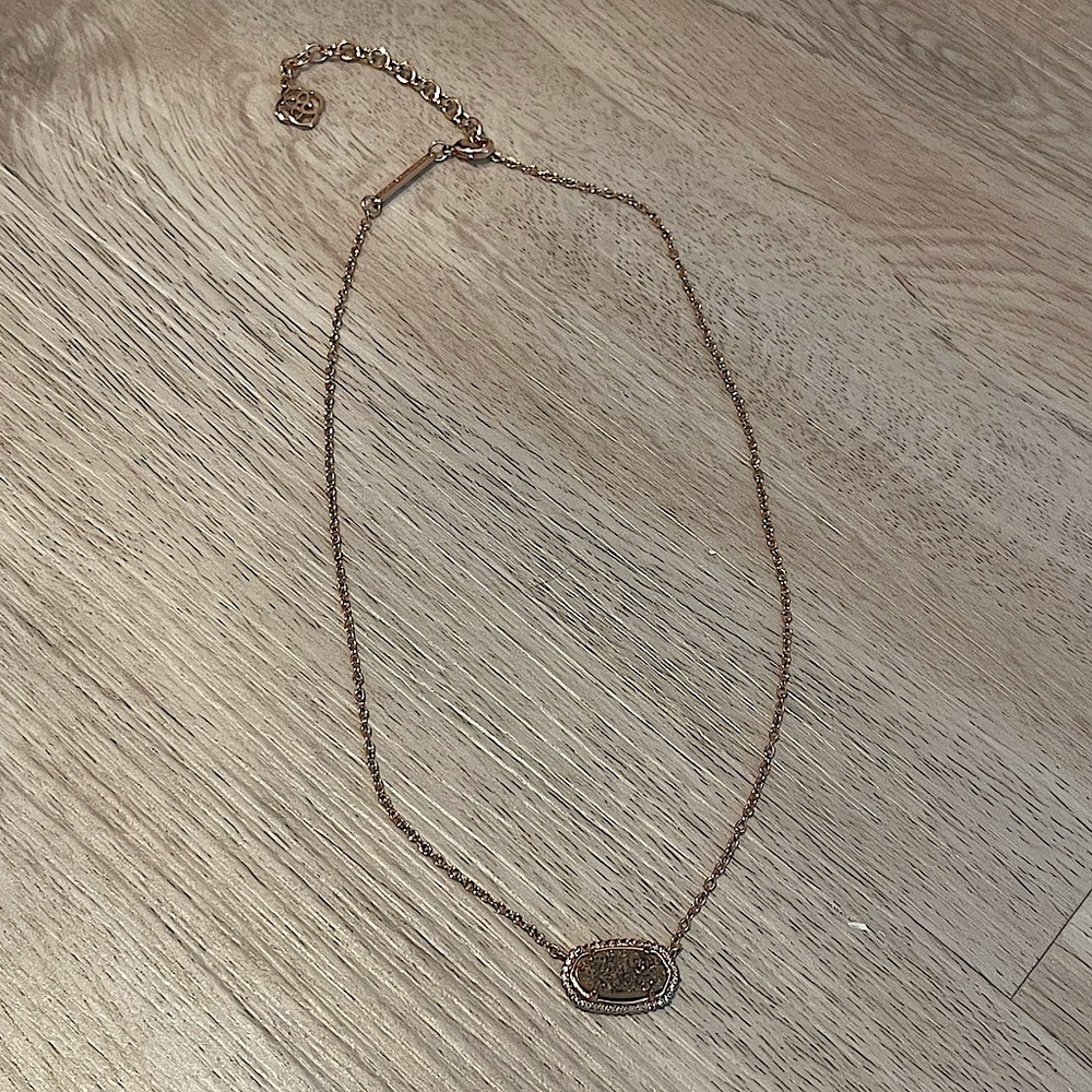 Kendra Scott Rose Gold Drusy Necklace with Crystal Frame
